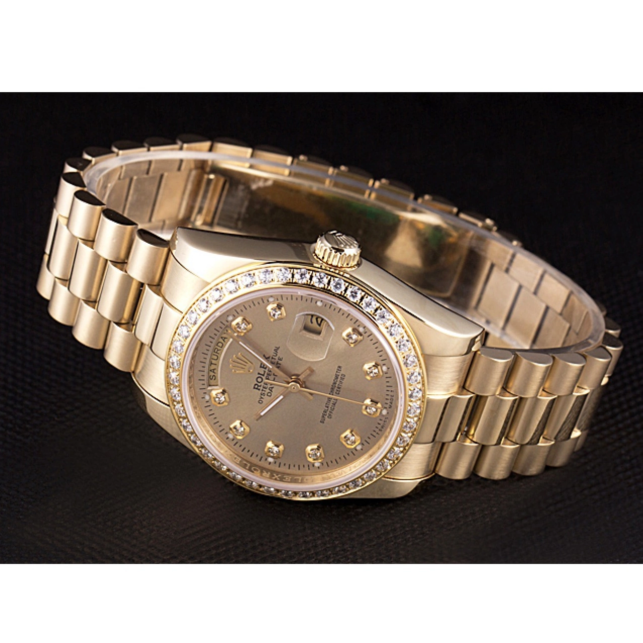 Aaa replica watch Stainless Plated Day-Date Dial 18k Rolex Gold Yellow Steel Gold 0529